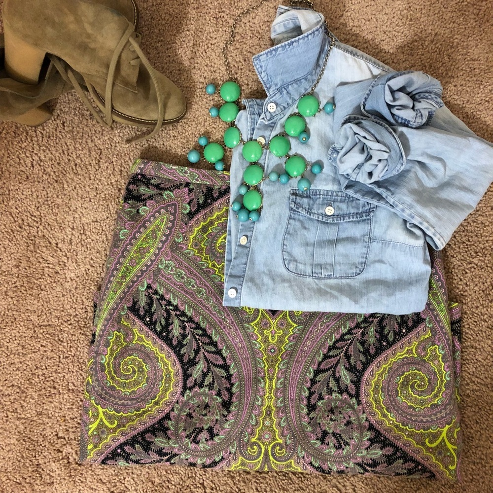 JCrew Paisely Pencil Skirt